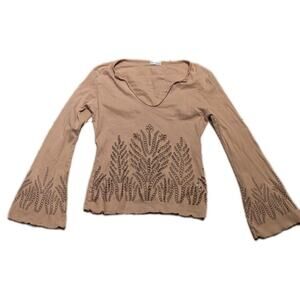 Brown Charlotte Russe Bell Sleeve Vintage Top Brown Medium Whimsy Fairy